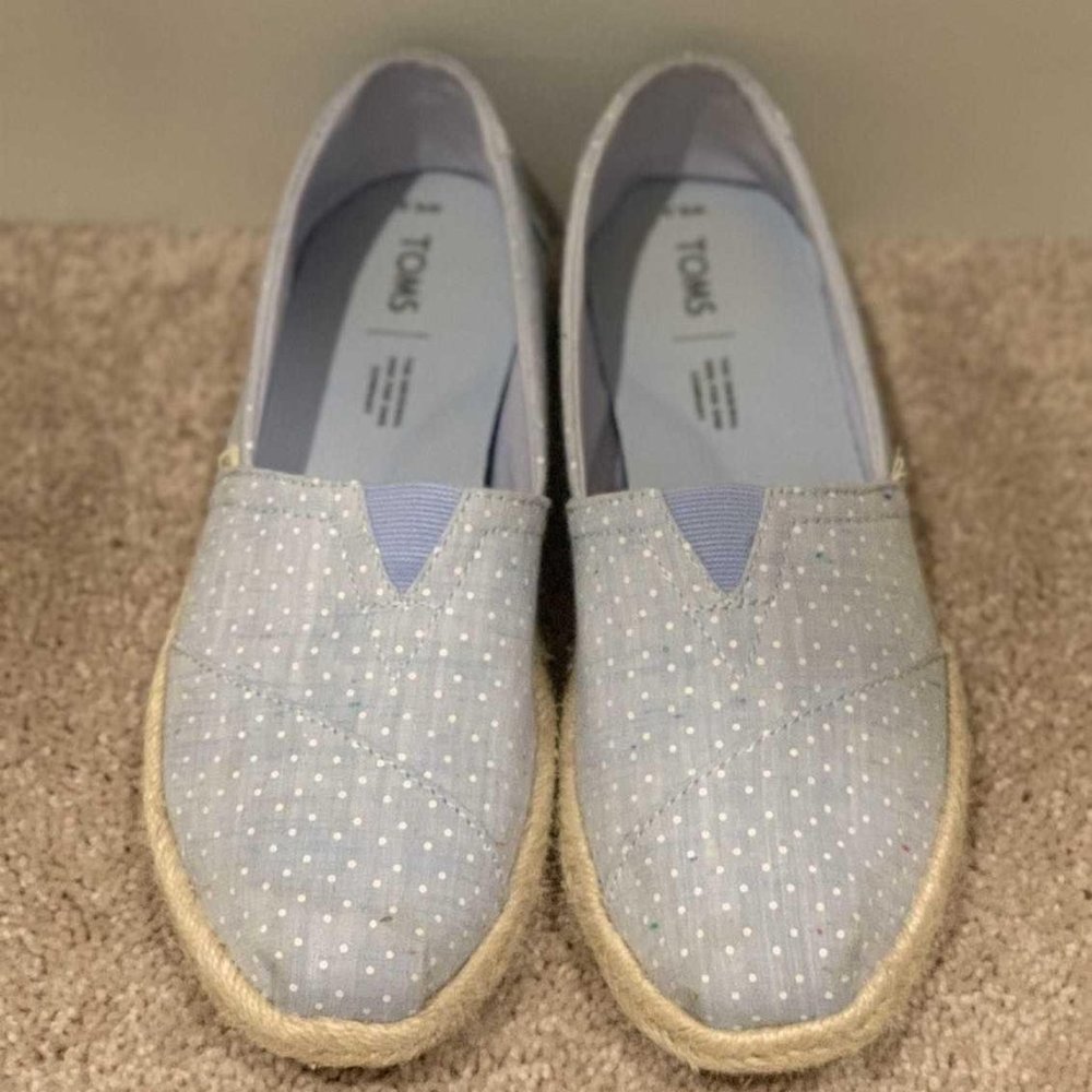 Toms Bliss Blue Tiny Chambray Dots Espadrille